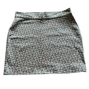 London Jean Green Floral Print Mini Skirt Woman Size 2 Cottagecore